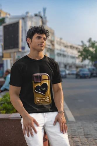 Cotton Retro Love Mobile Graphic Mens T Shirt
