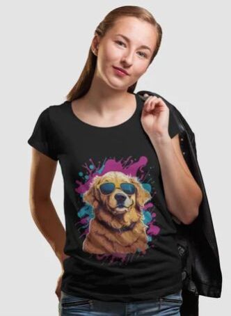 Cotton Splash Pup Cool Vibes Girls Printed T Shirt
