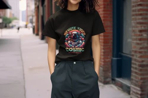 Infinite Vibes Cosmic Astronaut Round Neck T Shirt