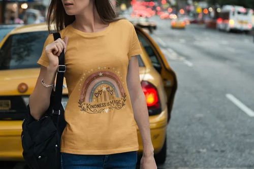 Kindness IS Magic Rainbow Round Neck T Shirt