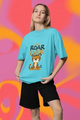Polyester The Cutest Roar Ever Oversized Girls T Shirt