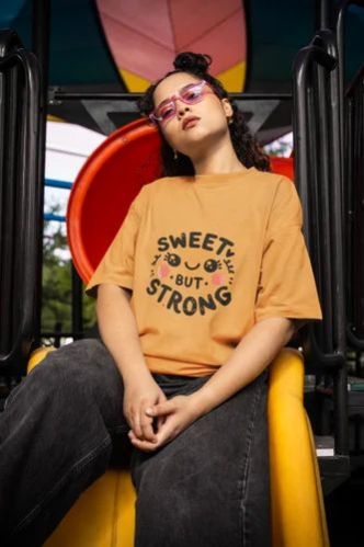 Sweet But Strong Kawaii Round Neck T Shirt