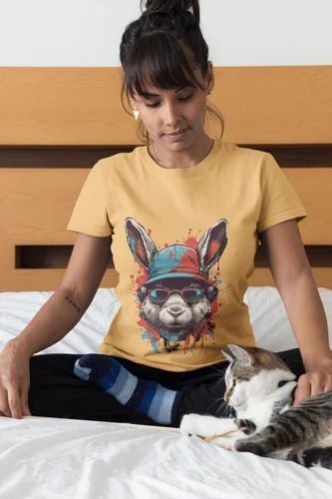 Urban Bunny Splash Round Neck T Shirt