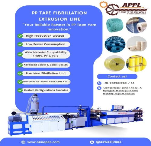 PP Tape Fibrillation Extrusion Line for Making Fibrillated Rope