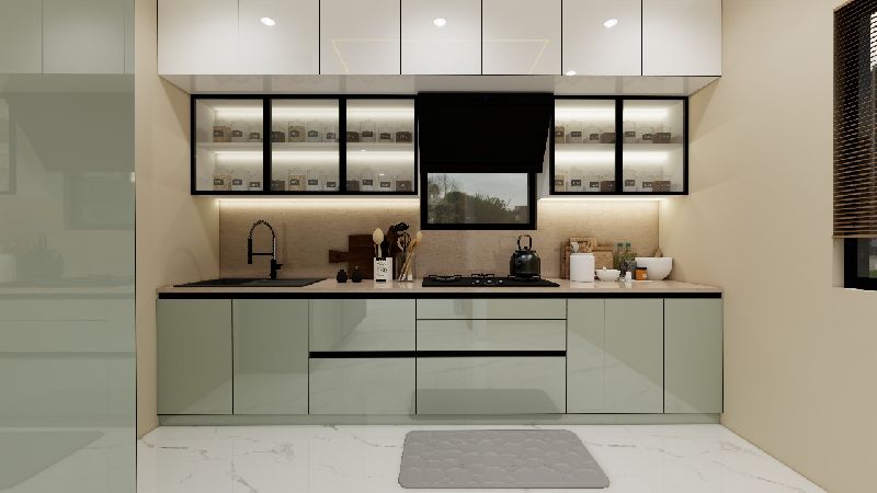 MDF Plywood Modular Kitchen Designing, Shape : V Shape