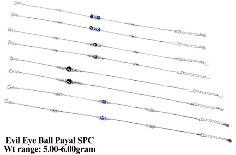 92.5 Silver Evil Eye Ball Payal Spc