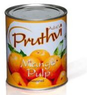 Pruthvi Mango Pulp Sweetend, Color : Golden Yellow