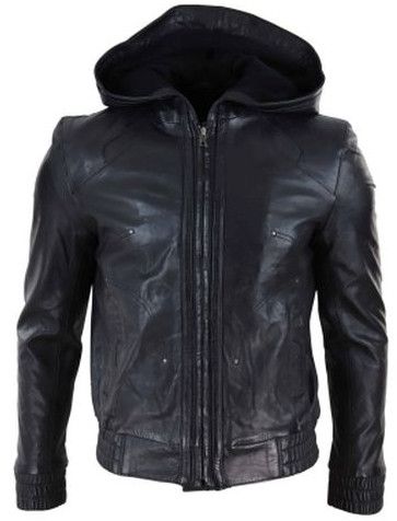 Mens Hooded Leather Jacket