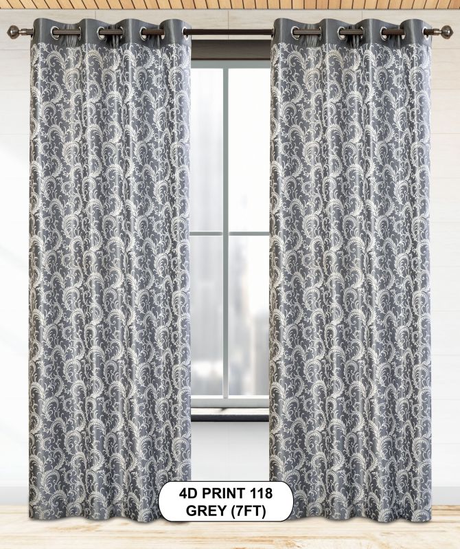 4d Print 118 Grey Luxurious Light Window Curtains