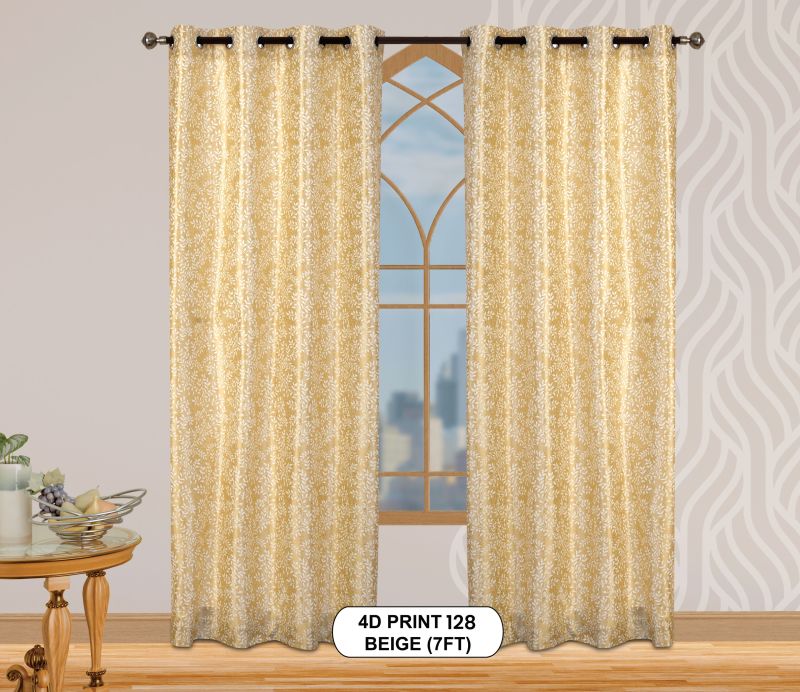 4d Print 128 Beige Light Window Curtains