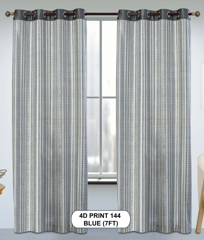 4d Print 144 Blue Luxurious Light Window Curtains