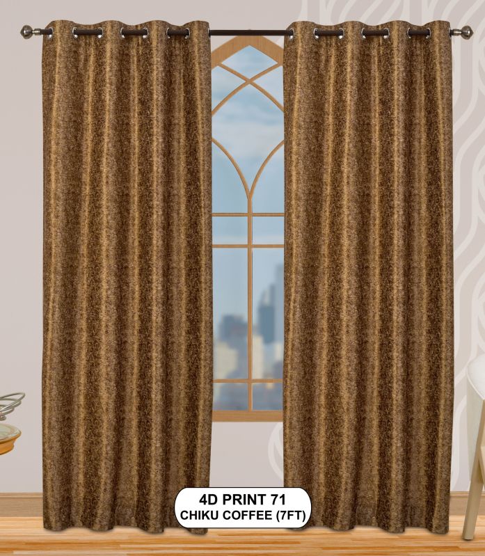 4d Print 71 Chiku Coffee Luxurious Light Window Curtains