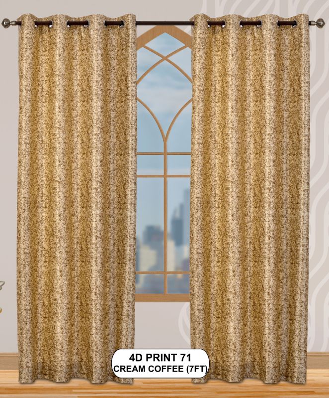 4d Print 71 Cream Coffee Luxurious Light Window Curtains