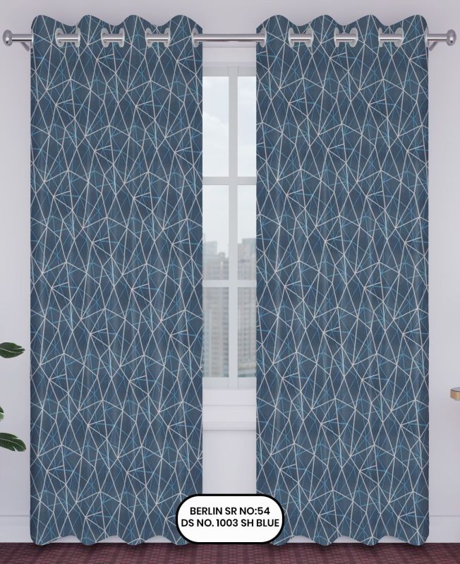 Berlin Blue Jacquard Woven Curtains
