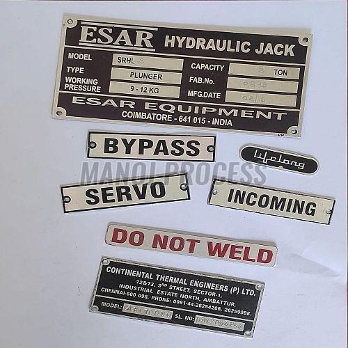 Aluminium White Etched Name Plates