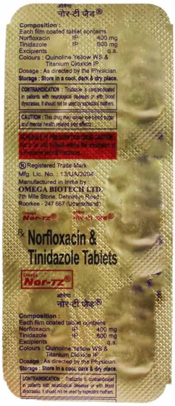 Nor Tz Norfloxacin Tinidazole Tablet