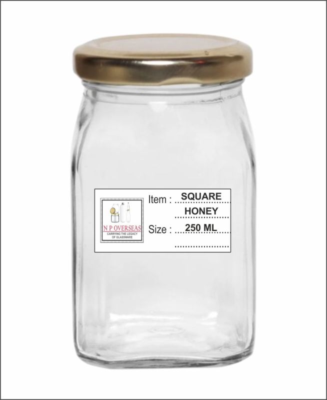 250 Ml Sq Honey Glass Jar