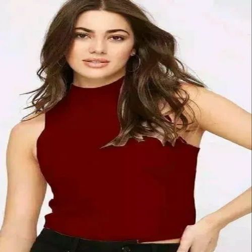 Plain Ladies Cotton Lycra Rib Top M, XL