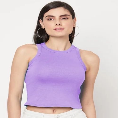 Ladies Polyester Rib Crop Tops M, XL