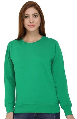 Cotton Ladies Round Neck Plain Hoodie Sweatshirt M, XL