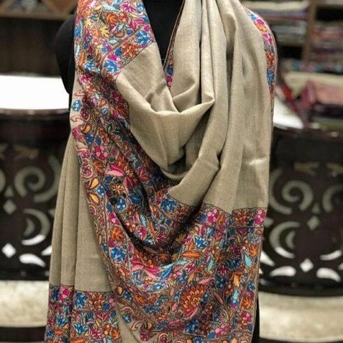 Woolen Glossy Finish Embroidered Pashmina Stole Casual Wear