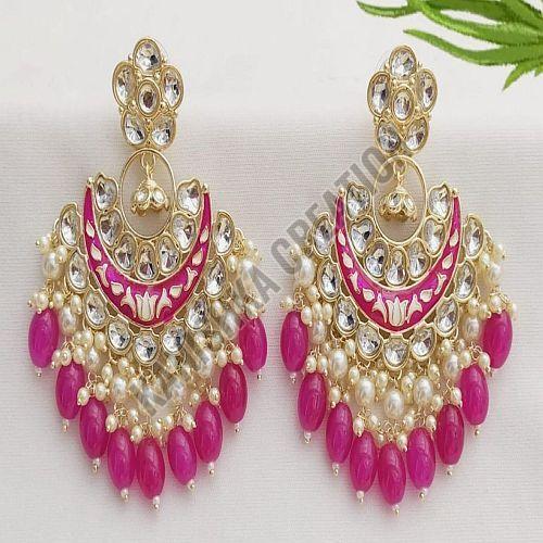 Shiny Beads Beautiful Pink Imitation Earrings