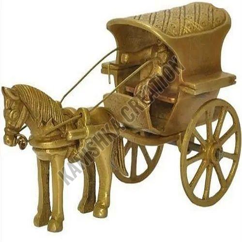 Polished Golden Brass Decorative Horse Cart for Decoration Use