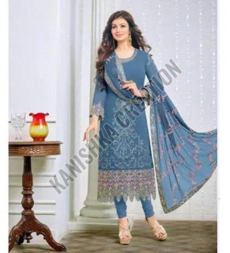 Ladies Chiffon A Line Churidar Suit, Fit Type : Regular Fit