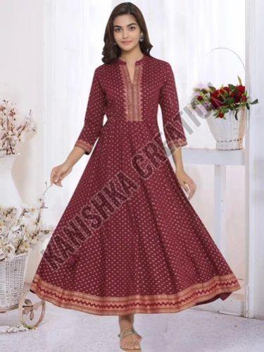 Maroon Fancy Anarkali Kurti