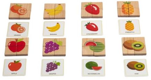 Wooden Fruits Puzzles with Flash Cards for Kids