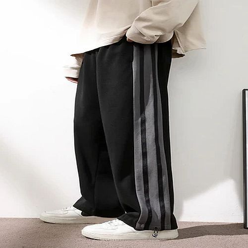 Mens Black Loose Fit Cotton Joggers Athletic Everyday Wear