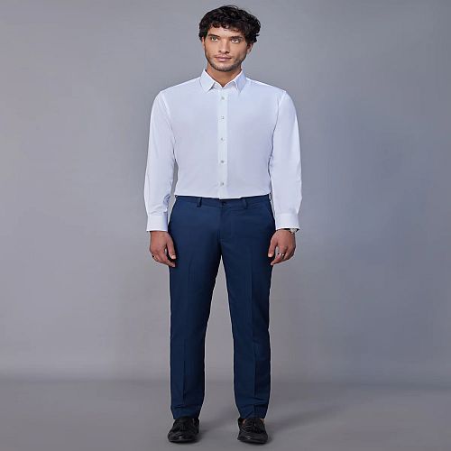 Regular Collar Mens Plain White Cotton Linen Shirt XL