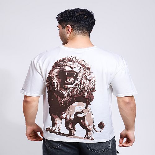 Stay Wild Printed Mens White Oversized T-Shirt