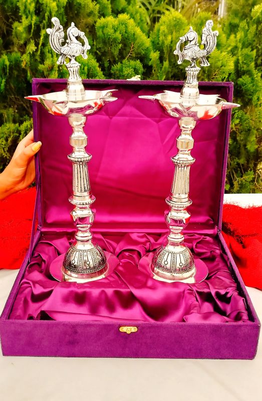 Antique German Silver Long Diya