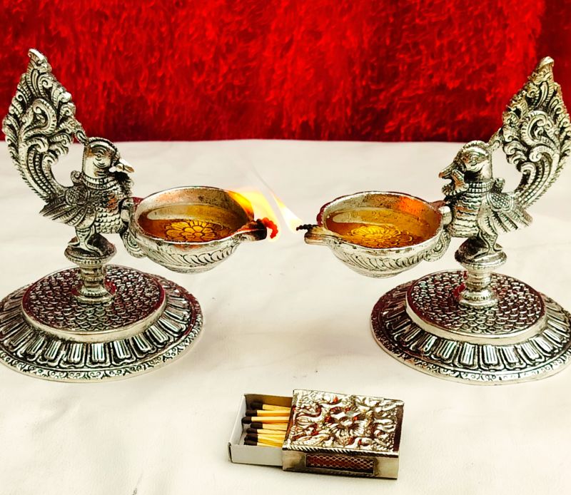 Antique German Silver Parrot Diya