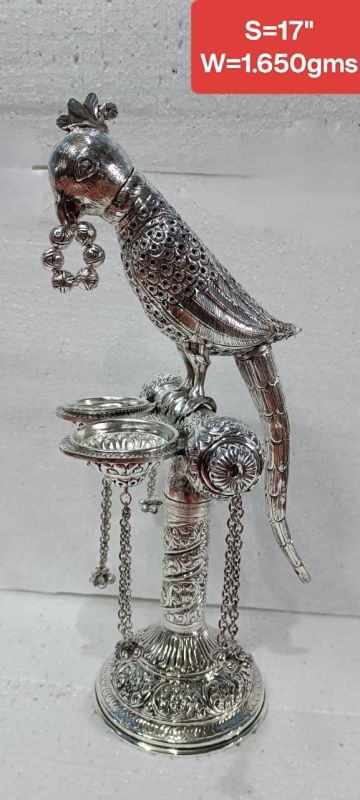 Antique German Silver Parrot Standing Diya