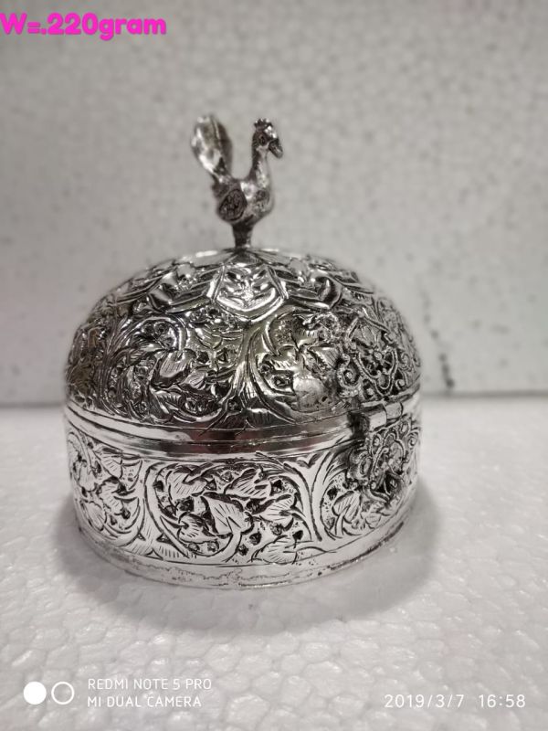 Antique German Silver Peacock Box