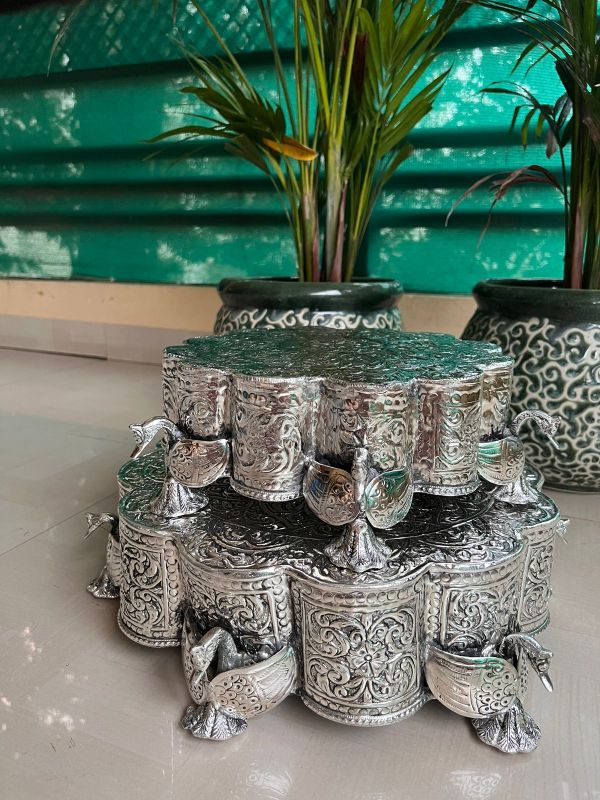 Antique German Silver Peacock Chowki