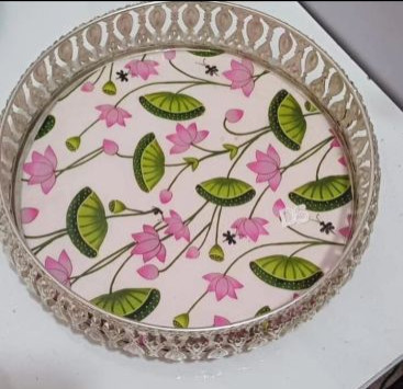 German Silver Meena Work Tray