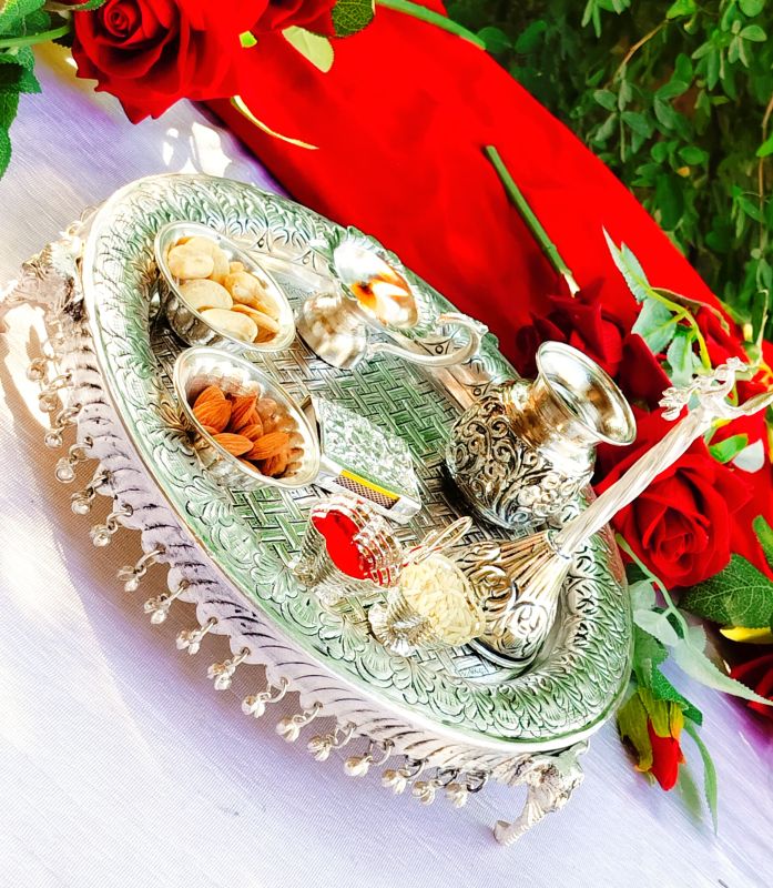 German Silver Pooja Thali