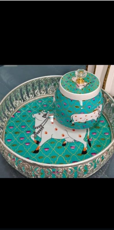 German Silver Tray with Jar