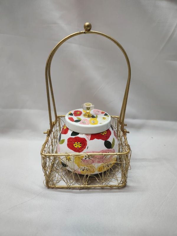 Metal Basket with Jar