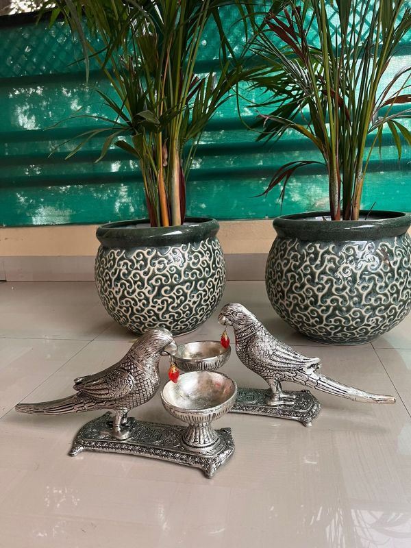 German Silver Parrot Diya