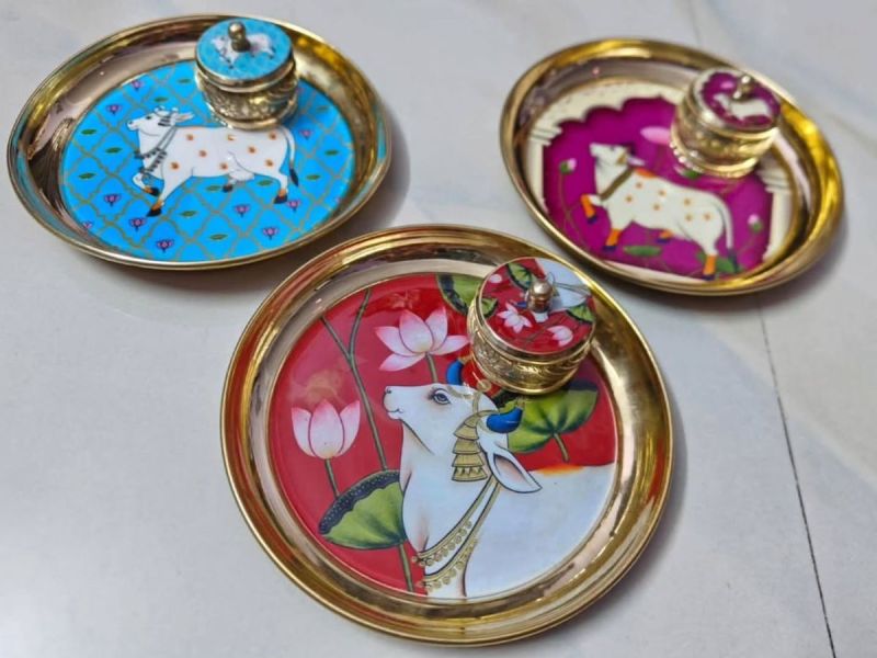 Metal Box Pichwai Tray