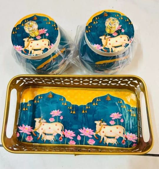 Pichwai Jars Tray Set