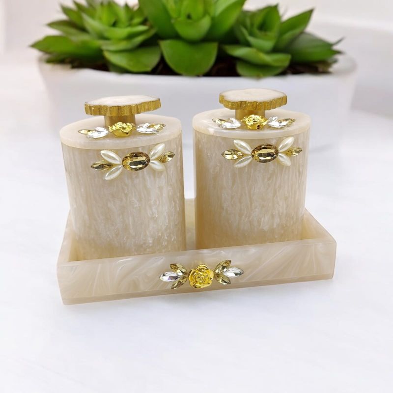 Resin Tray with Jars Set