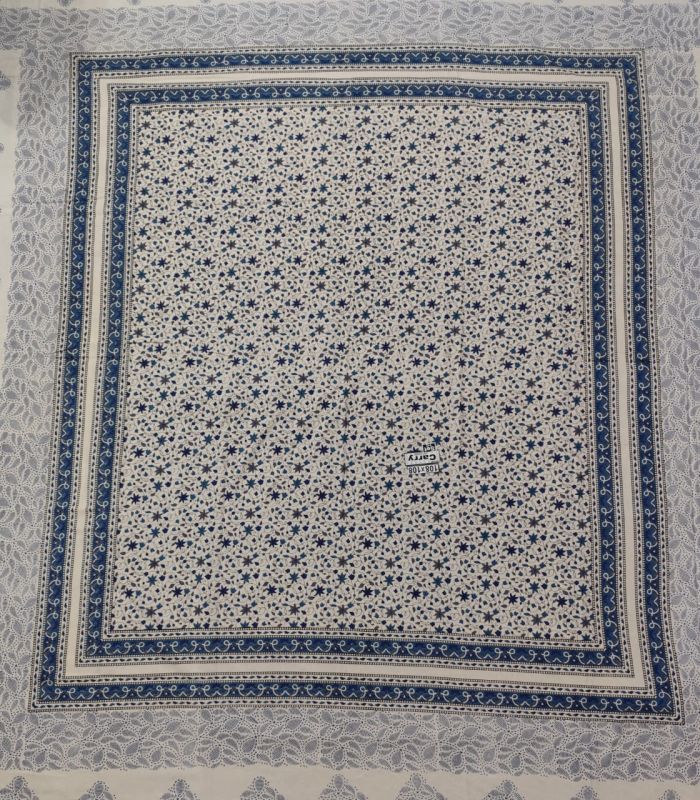 Ajrakh Hand Block Indigo Printed Bed Sheet