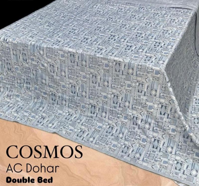 Blue & White Cosmos AC Dohar Double Bed Sheets