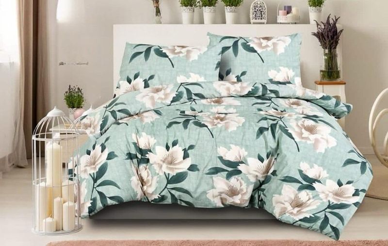 Botanic Calm Teal White Floral Cotton Comforter Set