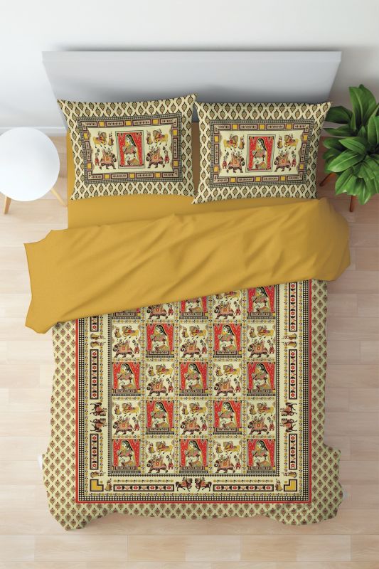 Festival Scene Edition Artisan Panel Print Bed Sheet
